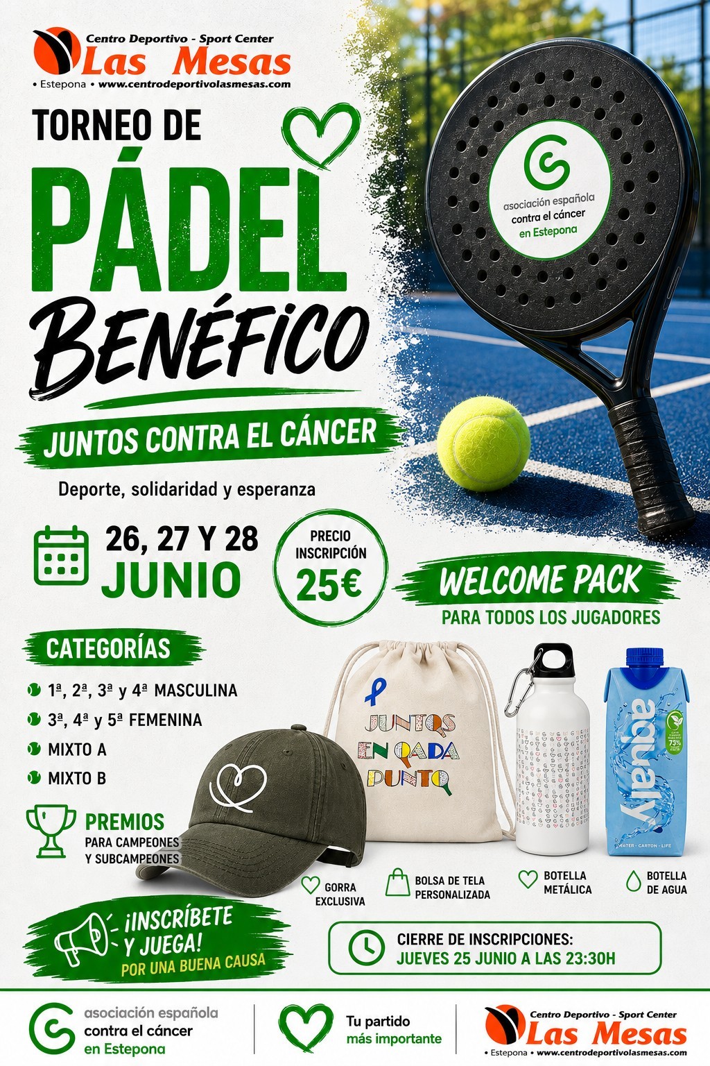TORNEO DE PADEL BENEFICO, JUNTOS CONTRA EL CANCER