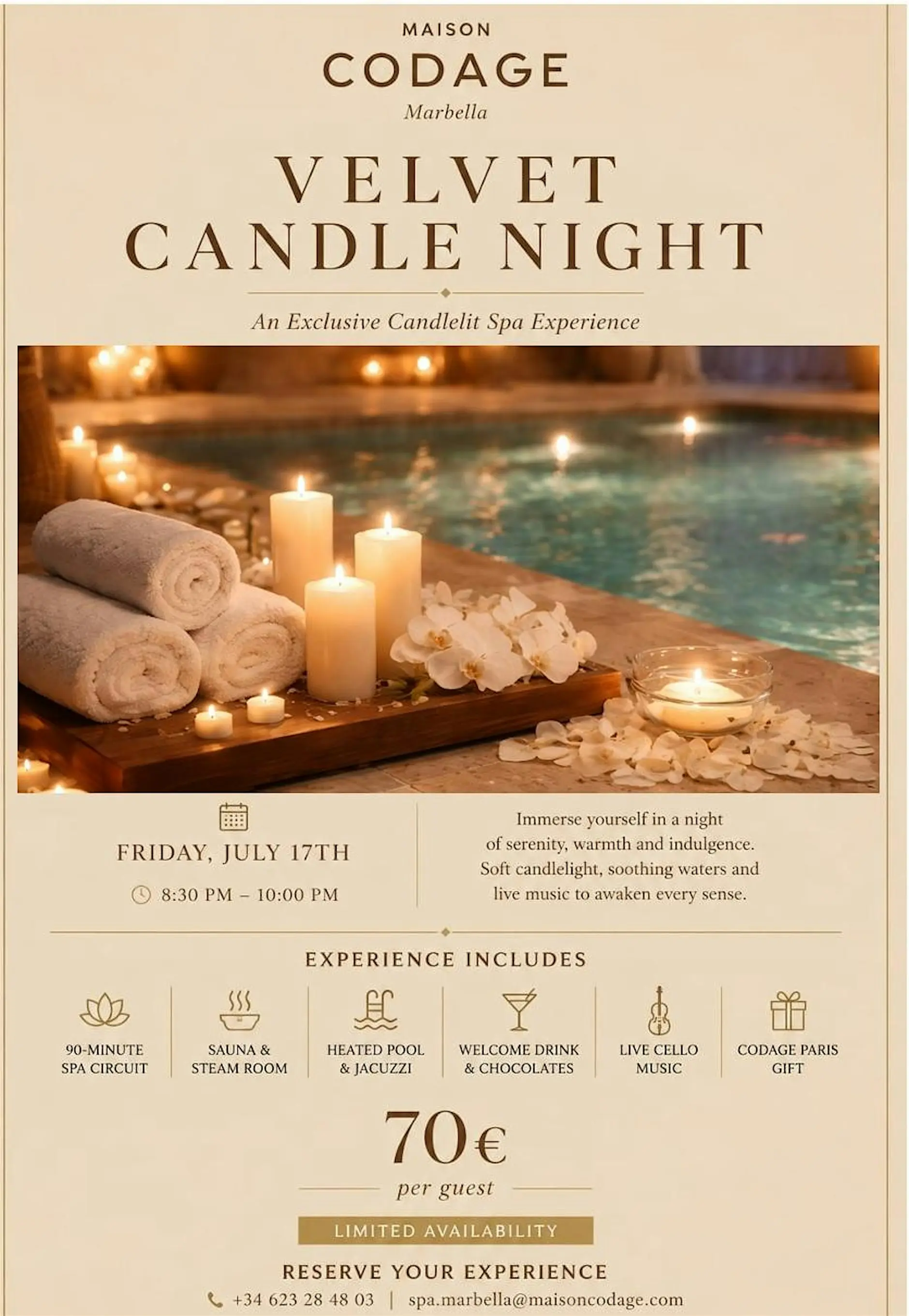 Velvet Candle Night Spa en Maison CODAGE Marbella