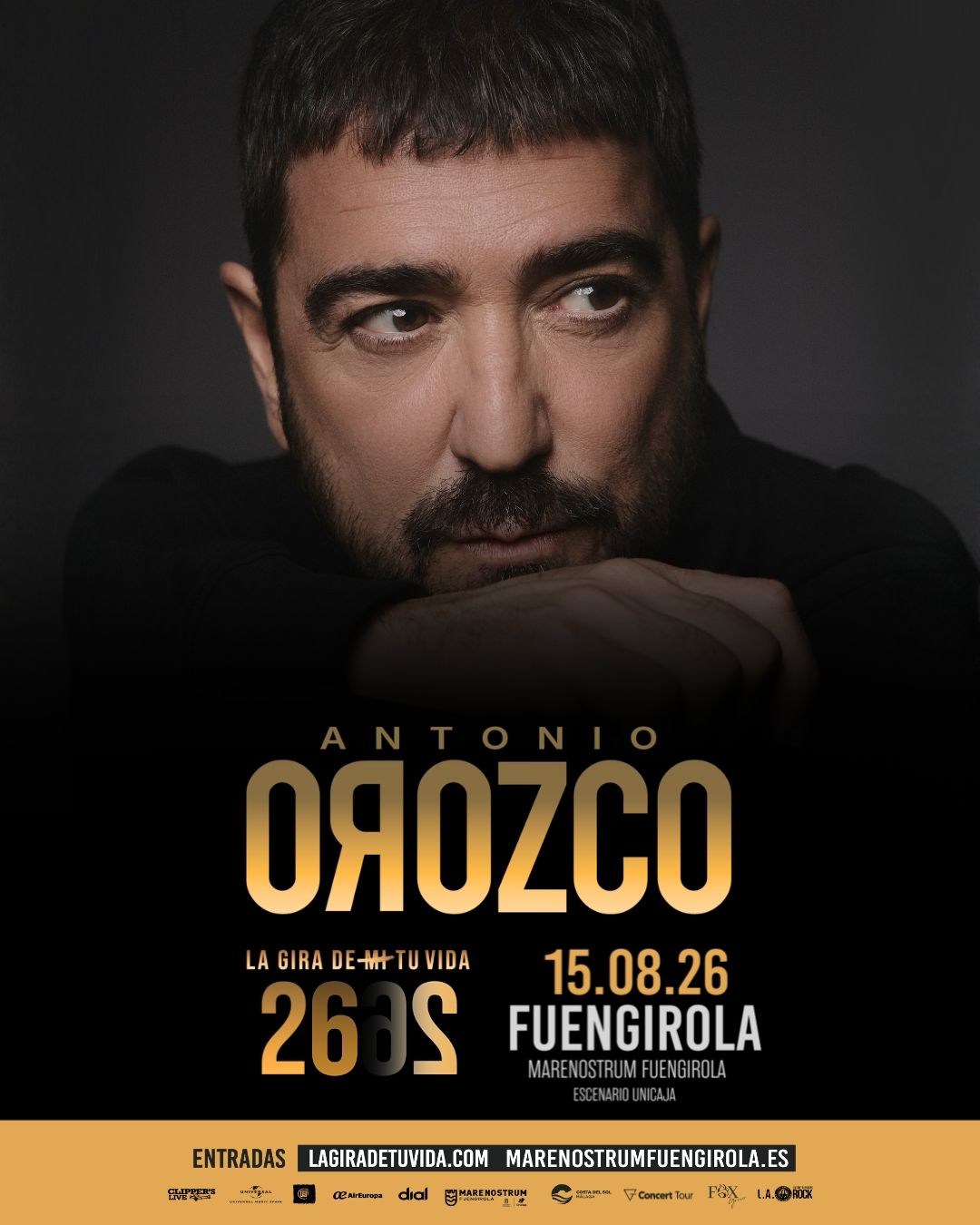 Antonio Orozco llevará sus grandes éxitos a Marenostrum Fuengirol