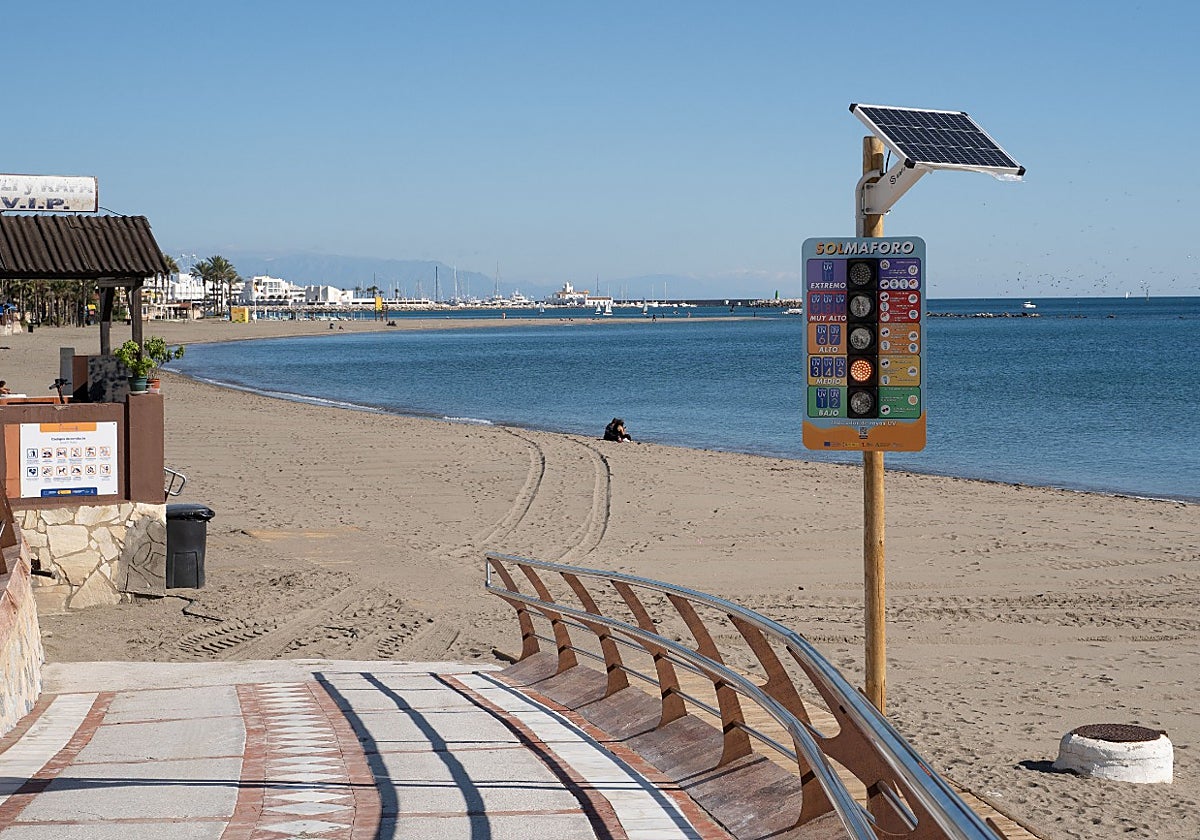 Los semáforos de la radiación ultravioleta llegan a las playas de Benalmádena